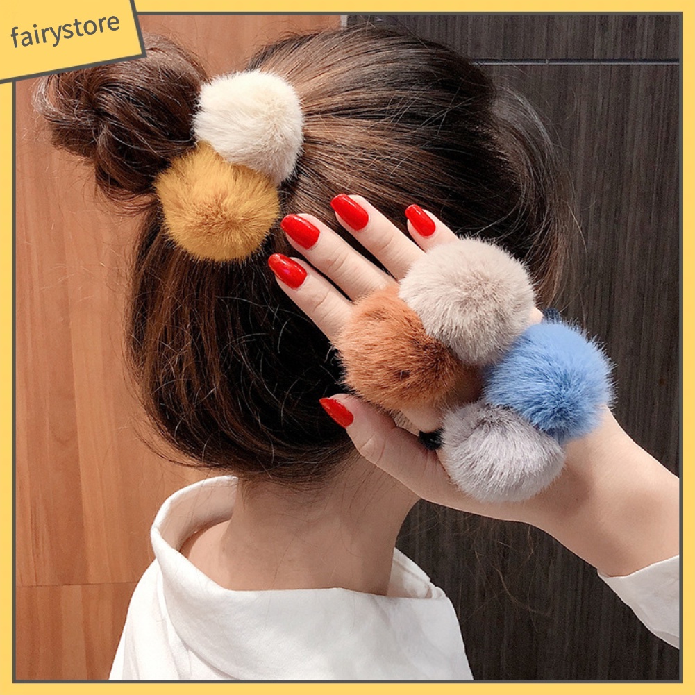 Dây Buộc Tóc Đính Quả Bông Nhỏ Xinh Xắn Cho Nữ