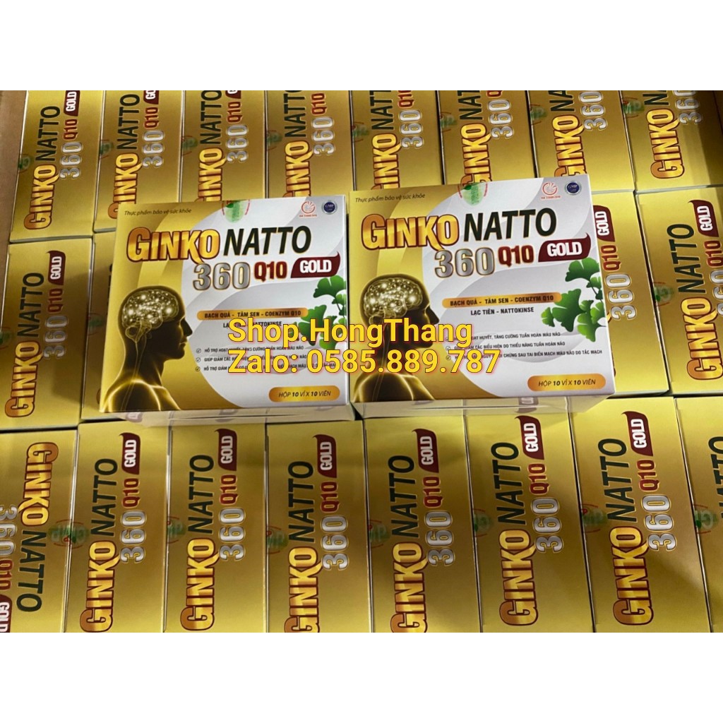Ginkgo Natto 360 Q10 Gold trí nhớ và chứng mất ngủ hoạt huyết dưỡng não, đau đầu chóng mặt, ngủ không ngon giấc