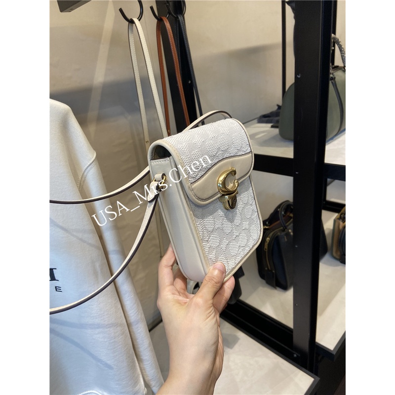 Túi COACH Studio túi điện thoại di động túi xiên túi vuông nhỏ dọc phiên bản vỗ vai Túi Messenger