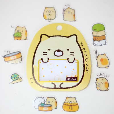 Sticker Summiko Gurashi Gói 55 Miếng PVC Trong Suốt Trang Trí Sổ Dễ Thương