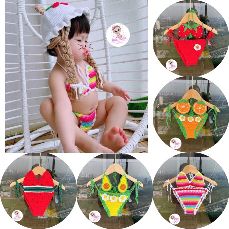 Bikini cho bé Bikini len móc handmade hình quả siêu yêu cho bé