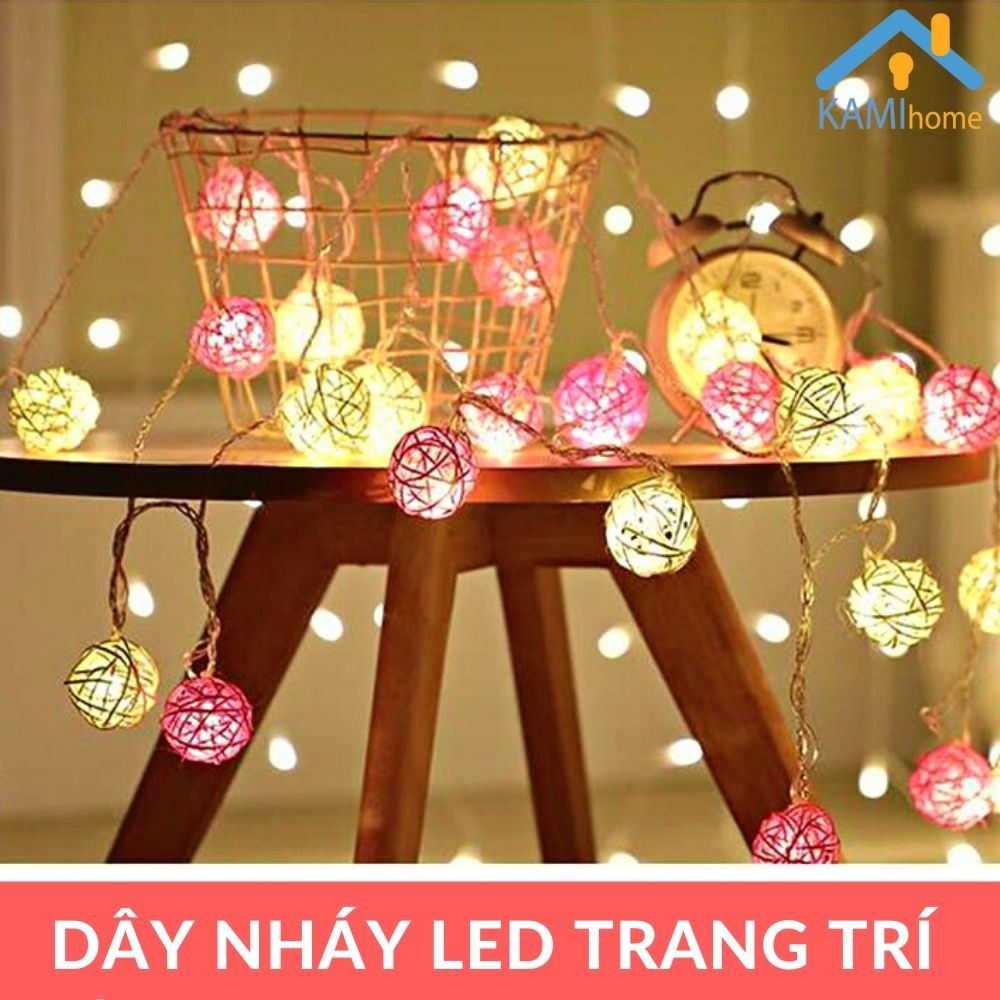 Dây đèn led trang trí phòng ngủ và ngoài trời cho Giáng sinh Tết loại Cầu mây nháy dài 4m - 18 bóng mã 26006