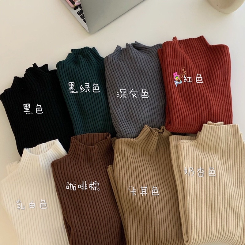Áo len cổ 3 phân gân nhỏ mềm mại