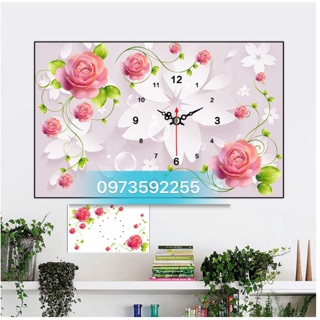Tranh đính đá đồng hồ y8017 80x53cm