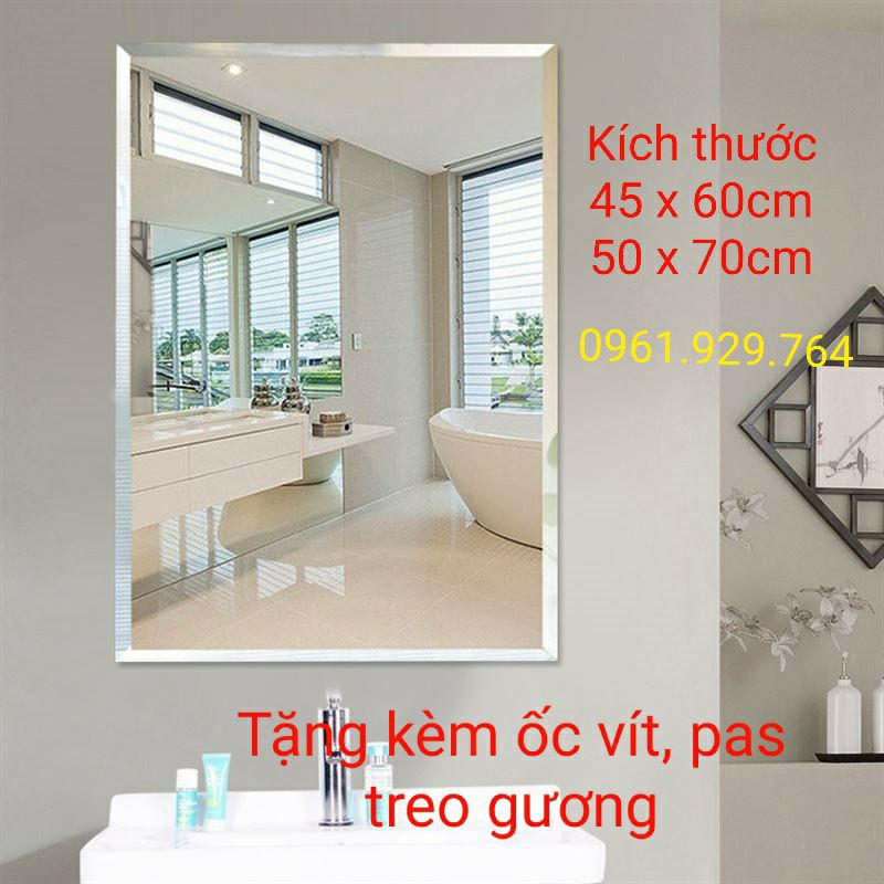 GƯƠNG TREO TƯỜNG NHÀ TẮM VUÔNG KÈM PAS GƯƠNG