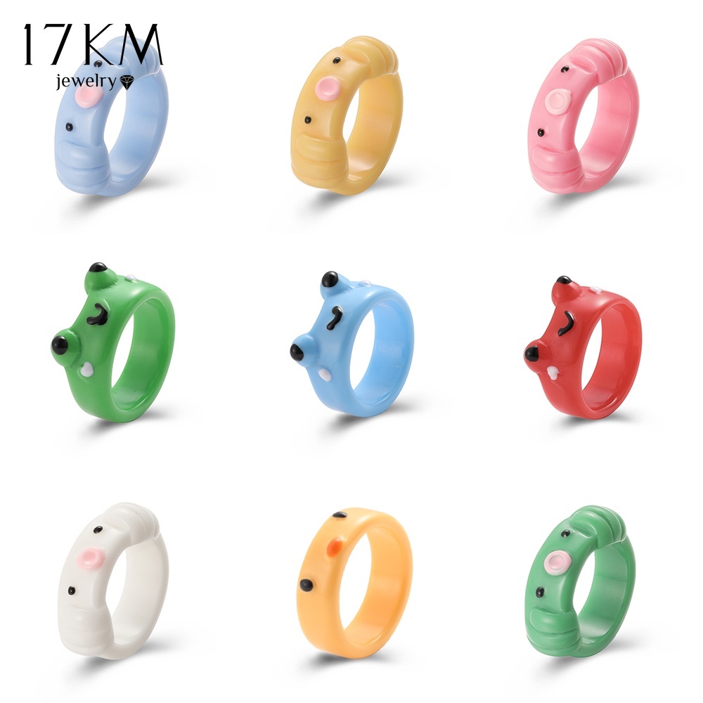 Nhẫn 17KM hình chú ếch/ bạch tuộc bằng nhựa nhiều màu thời trang cho nữ
