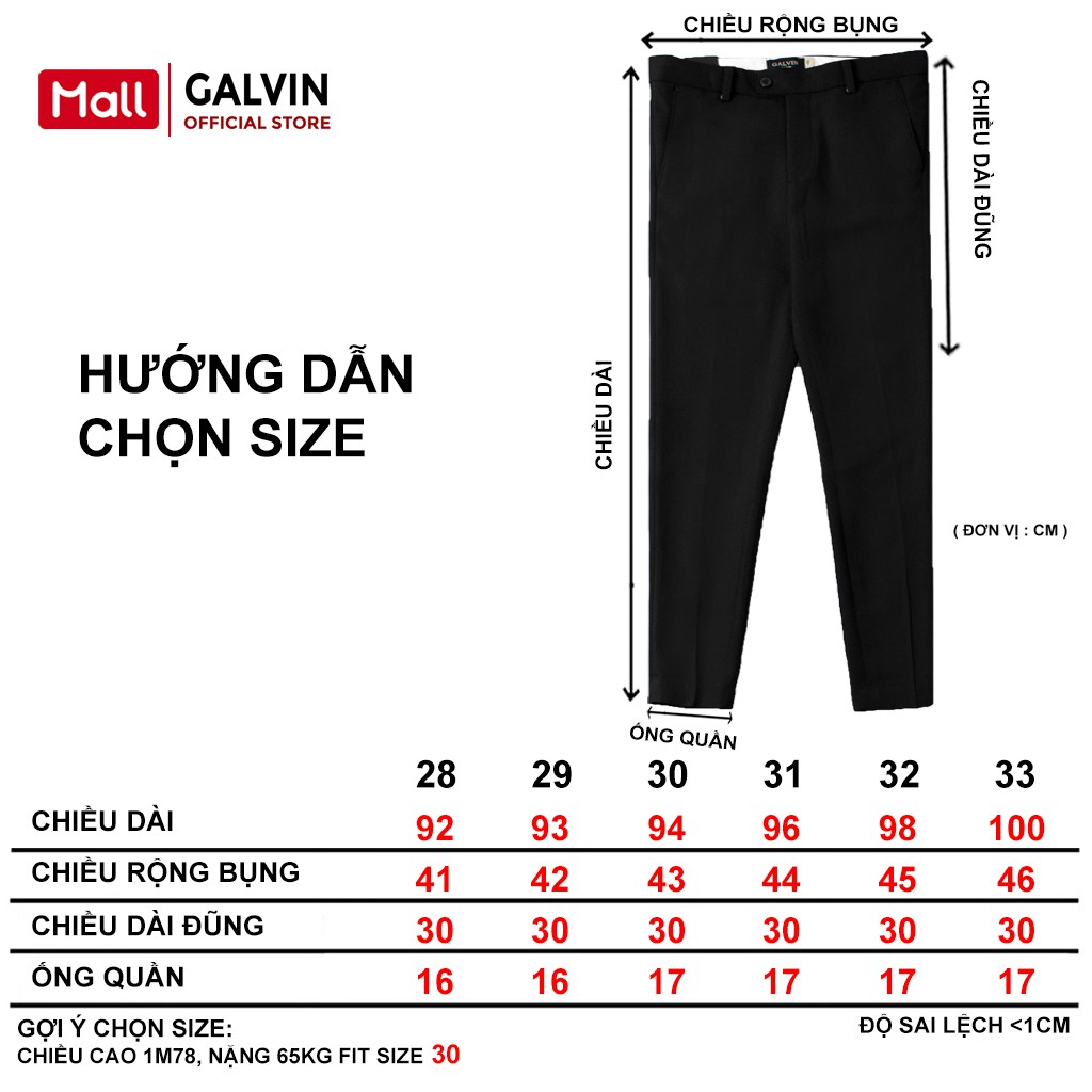 [Mã FAMALLT5 giảm 15% đơn 150K] Galvin - Quần tây nam chất tuyết co giãn nhẹ form ôm đứng dáng QAGV3 | BigBuy360 - bigbuy360.vn