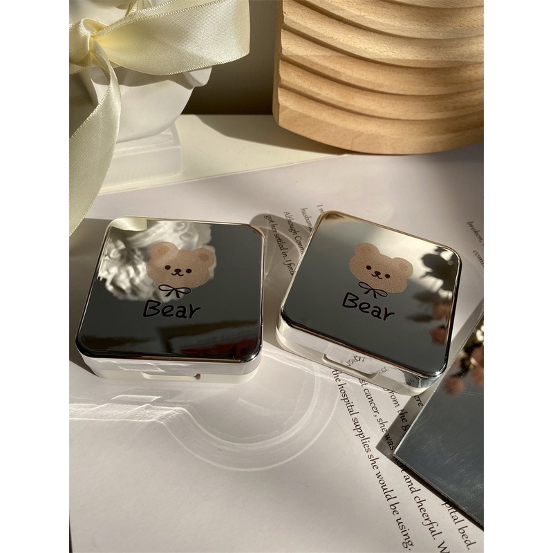 Khay Gương Tráng Gương Gấu Bear - Case Đựng Lens