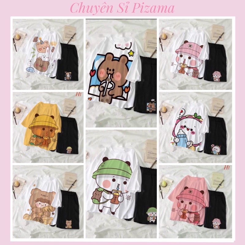 Set đồ bộ - bộ ngủ chất thun mát quần đùi hoạt hình