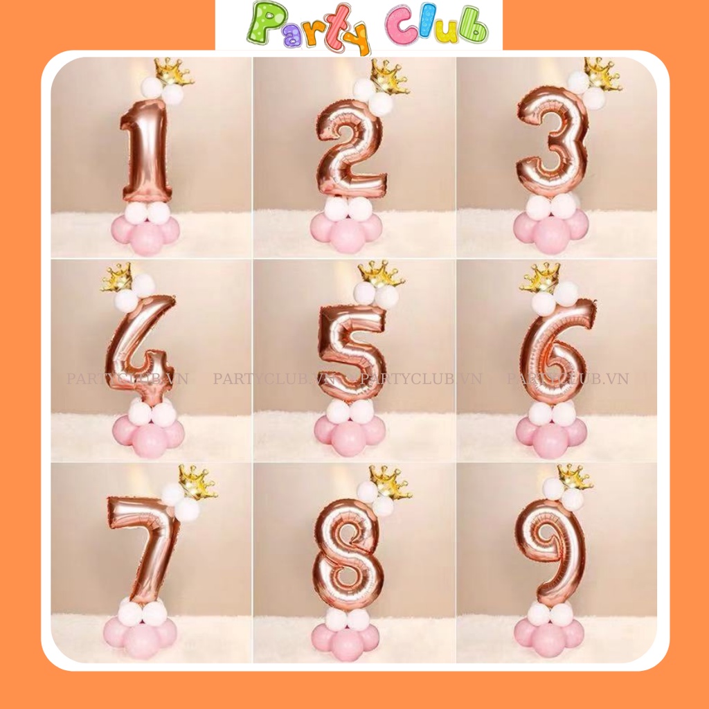 Bóng số vương miệng trang trí sinh nhật màu hồng
