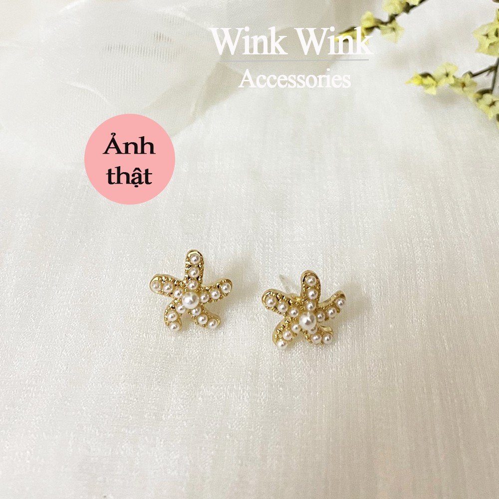 SALE CHẠM ĐÁY 💖Có Ảnh Thật💖 Bông tai đính đá hình sao biển| Khuyên tai nữ đẹp - Wink Accessories L1AS04