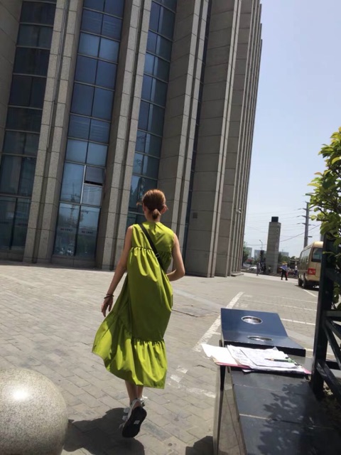 Đầm maxi xanh lá cây