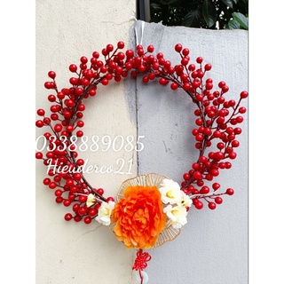 Vòng trang noen , tết, vòng đào đông, cherry trang trí siêu đep, ảnh thật