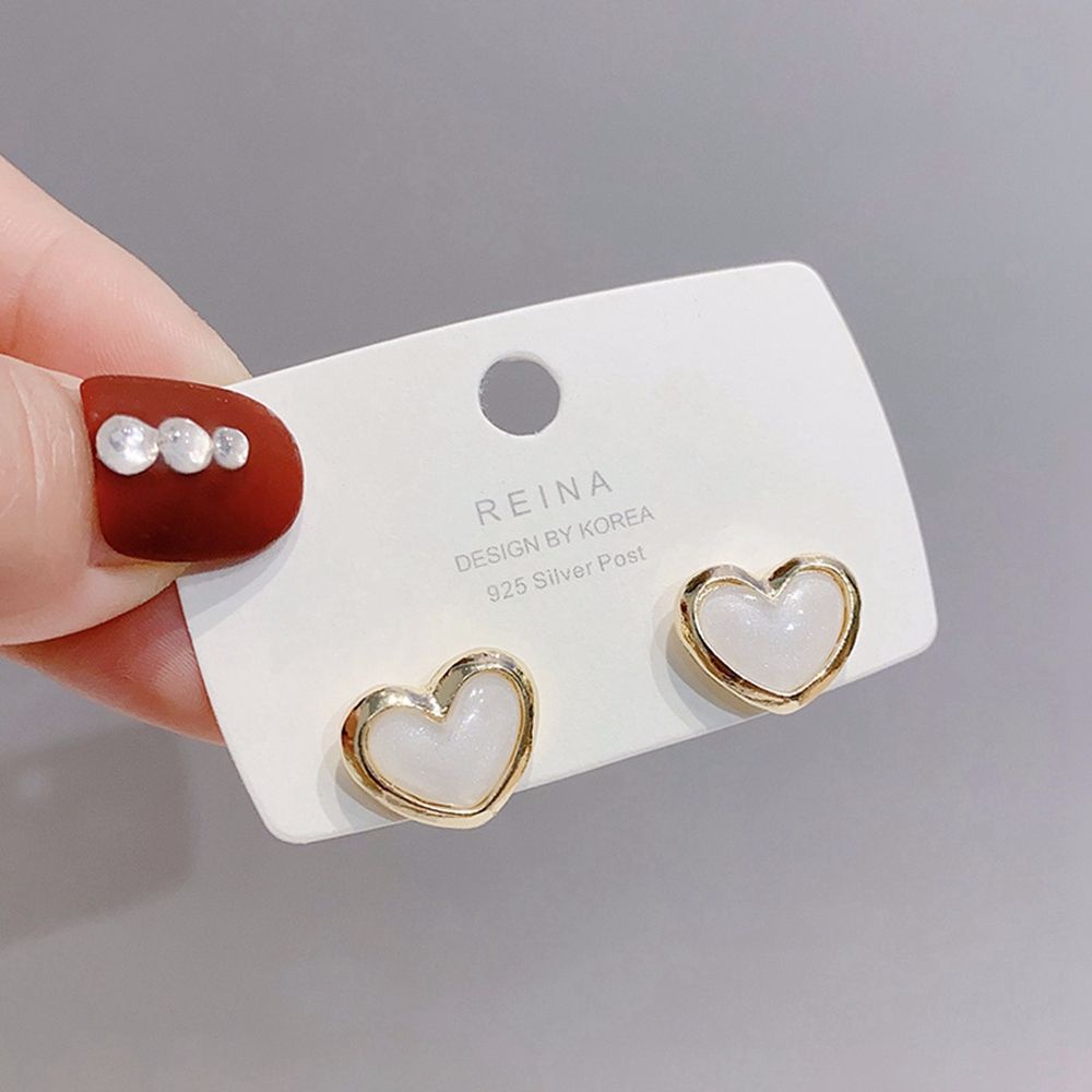 Bông Tai Hình Trái Tim Bằng Nhựa Resin Thời Trang Hàn Quốc Thanh Lịch Cho Nữ