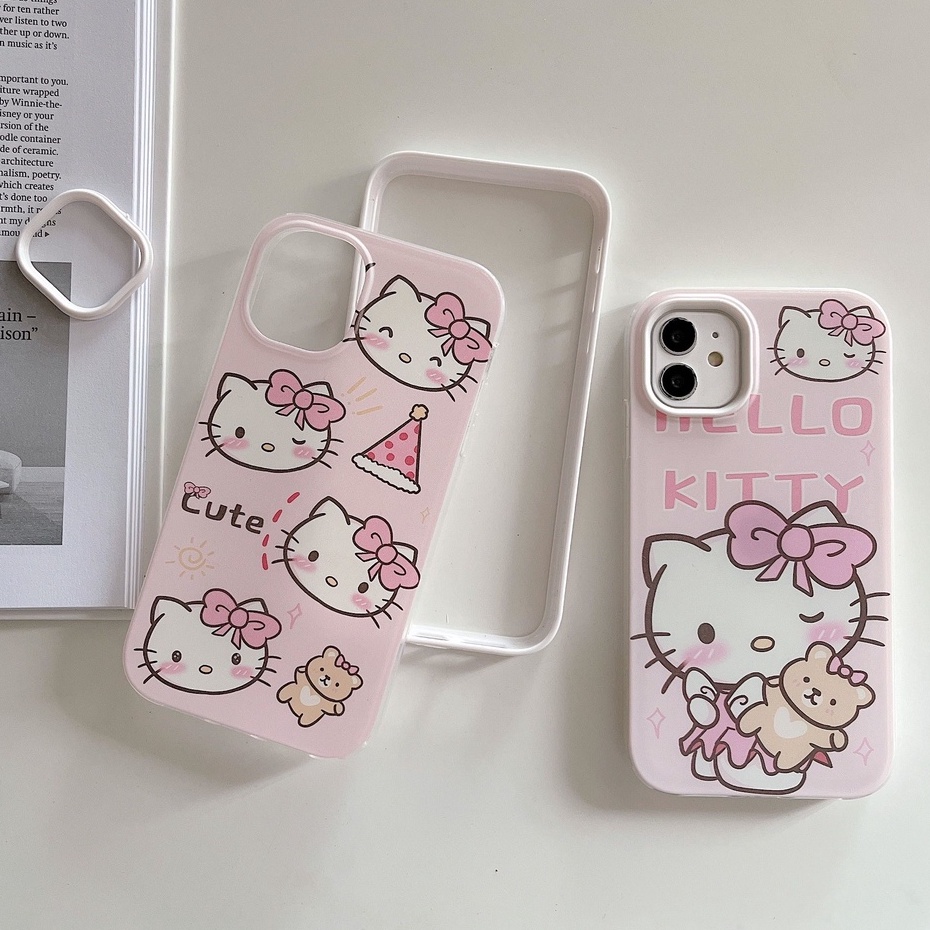Ốp Điện Thoại Ba Trong Một Chống Sốc Họa Tiết Hello kitty Cho iPhone6/7/8/SE/X/11/12/13
