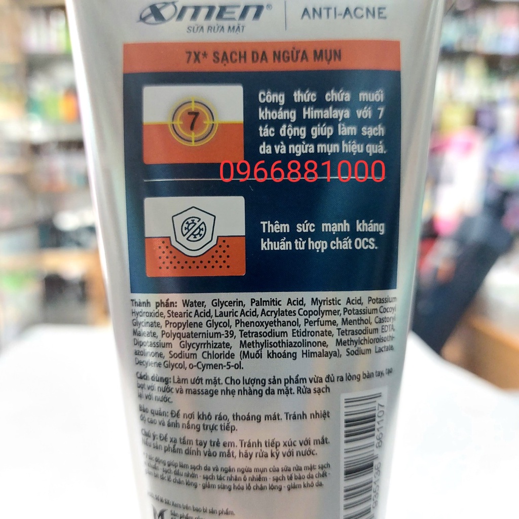 Xmen Tuýp Sữa Rửa Mặt 7x 100g Anti Acne Sạch Da Ngừa Mụn