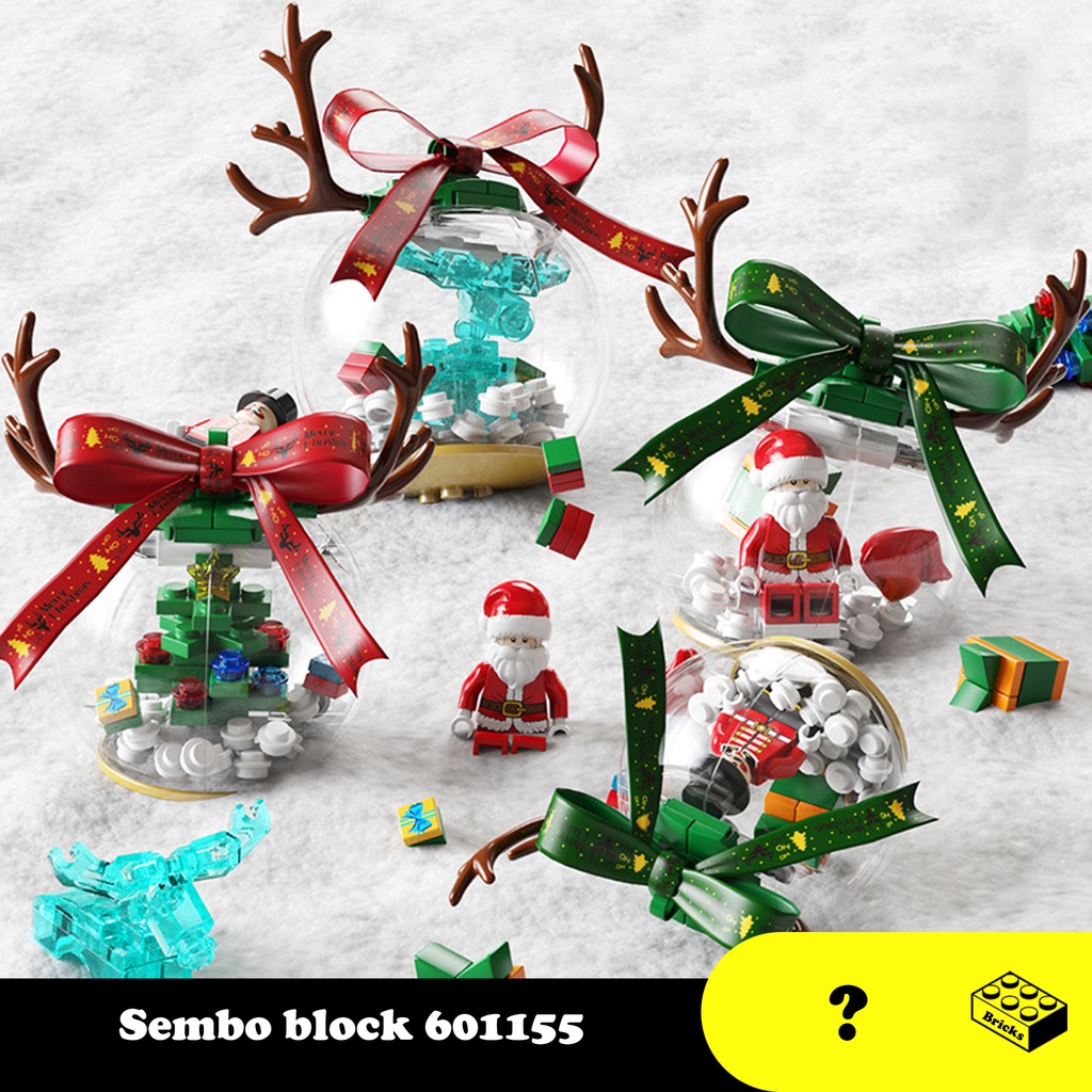 Đồ chơi Lắp ráp Full set 4 bộ Noel Giáng sinh, Sembo block 611055 Minifigures Ông già tuyết, trang trí cây thông Noel