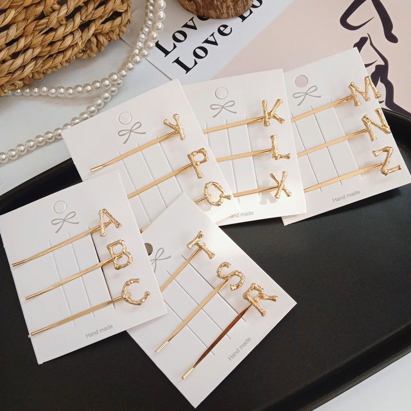 Kẹp tóc kim loại hình chữ cái thời trang cho nữ