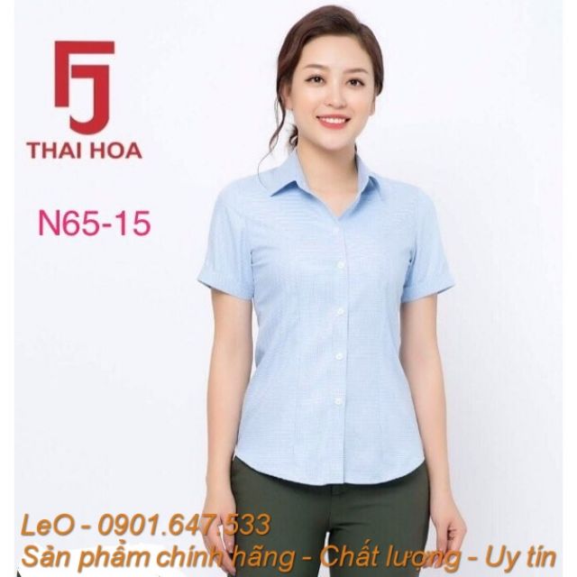 Áo sơ mi nữ Thái Hòa  caro xanh 65