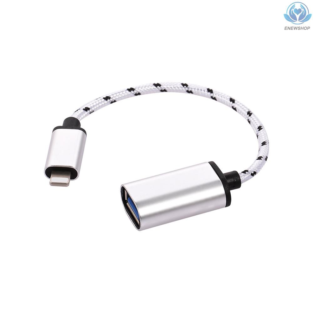 【enew】Lightning OTG Cable Lightning Male to USB2.0 Adapter Data Transfer Cord for (Silver)