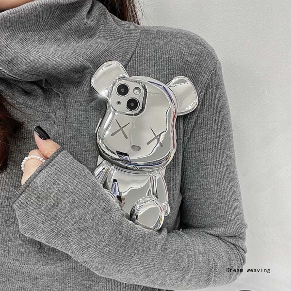 Ốp Điện Thoại Ba Chiều Mạ Vàng / Bạc Hình Gấu Bông Cho Apple Iphone 11 / 12 / 13 / pro / max