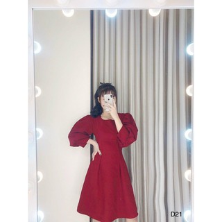 [FREESHIP] - Đầm Đỏ Tay Phồng Dài Xinh Xắn- D21