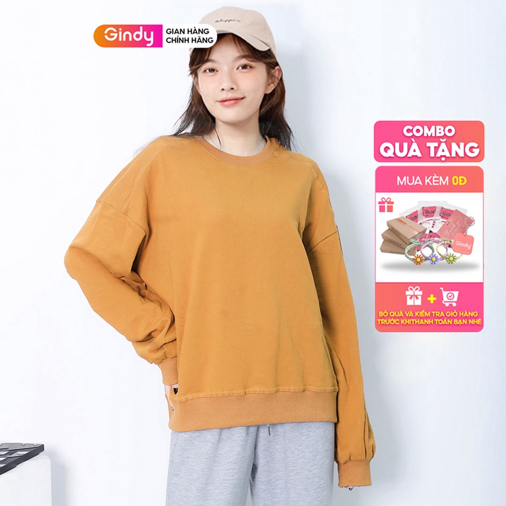 Áo nỉ sweater dài tay GINDY trơn basic form rộng đơn giản dễ phối đồ thời trang thu đông AMN005 | BigBuy360 - bigbuy360.vn