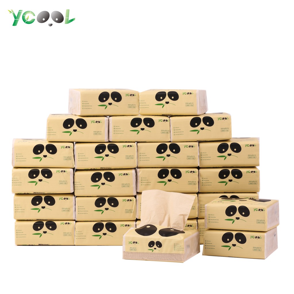 Giấy ăn gấu trúc Ycool giấy vệ sinh 1 thùng 30 gói 2.63KG