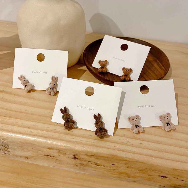 IF ME Đôi khuyên tai hình gấu/thỏ thời trang Hàn Quốc cho nữ