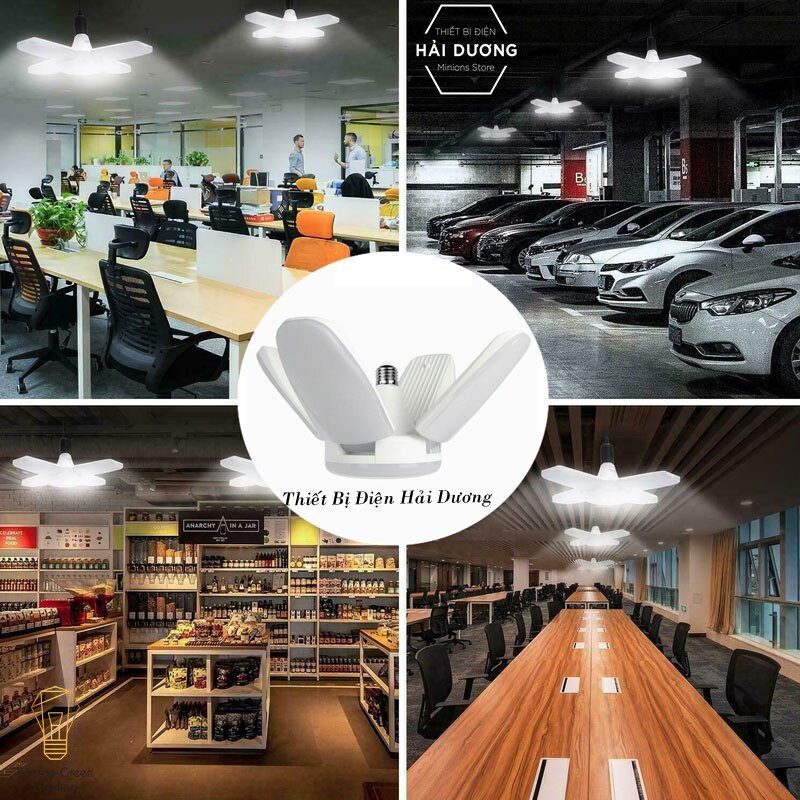 Combo Bộ 3 BÓNG ĐÈN LED 4 CÁNH QUẠT ĐÁY PHÁT SÁNG BX-60 SIÊU SÁNG - SIÊU TIẾT KIỆM ĐIỆN 60W