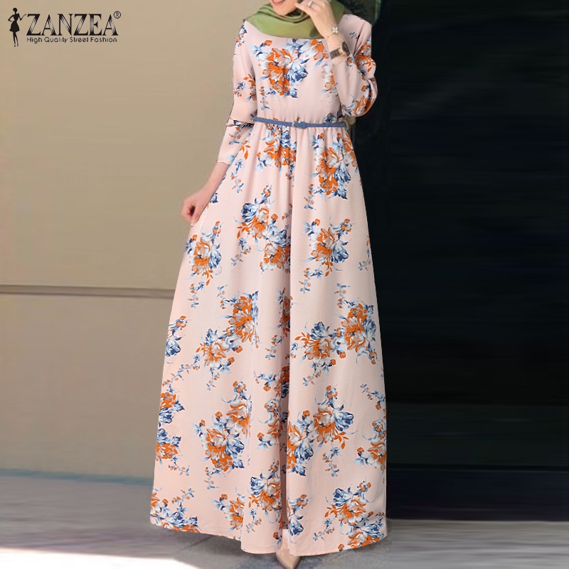 Zanzea Đầm Maxi Tay Dài In Họa Tiết Phong Cách Bohemian Thời Trang Cho Nữ