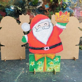 Mô hình ông già Noel 25cm bằng gỗ cho bé sáng tạo
