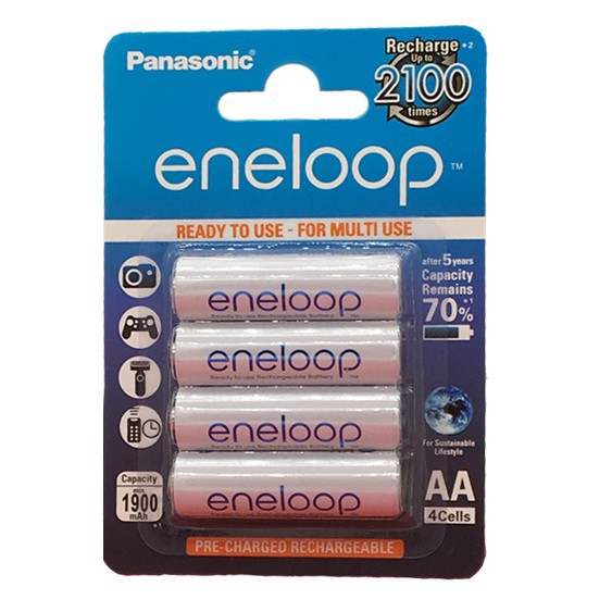Vỉ 4 pin sạc AA  eneloop 1900mAh trắng