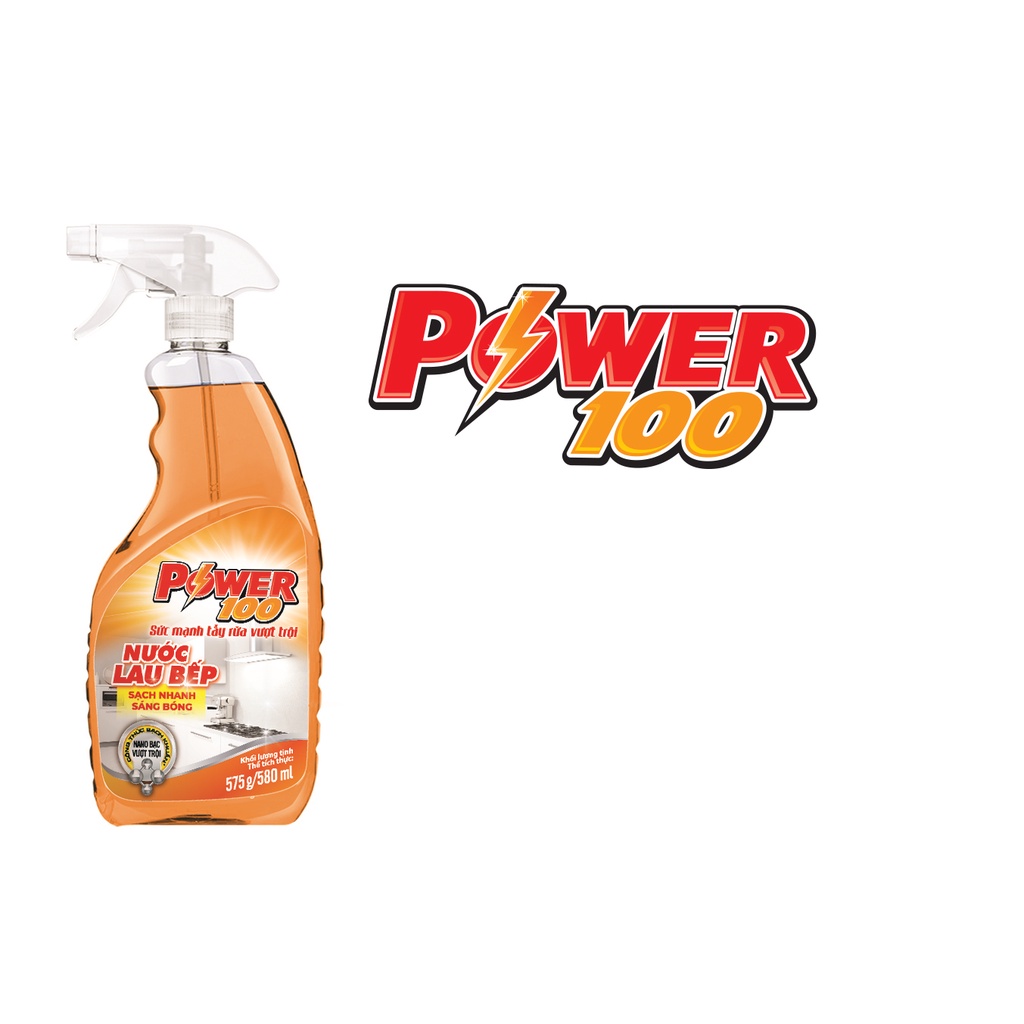 Nước lau bếp POWER100 Hương Cam 580ml/chai