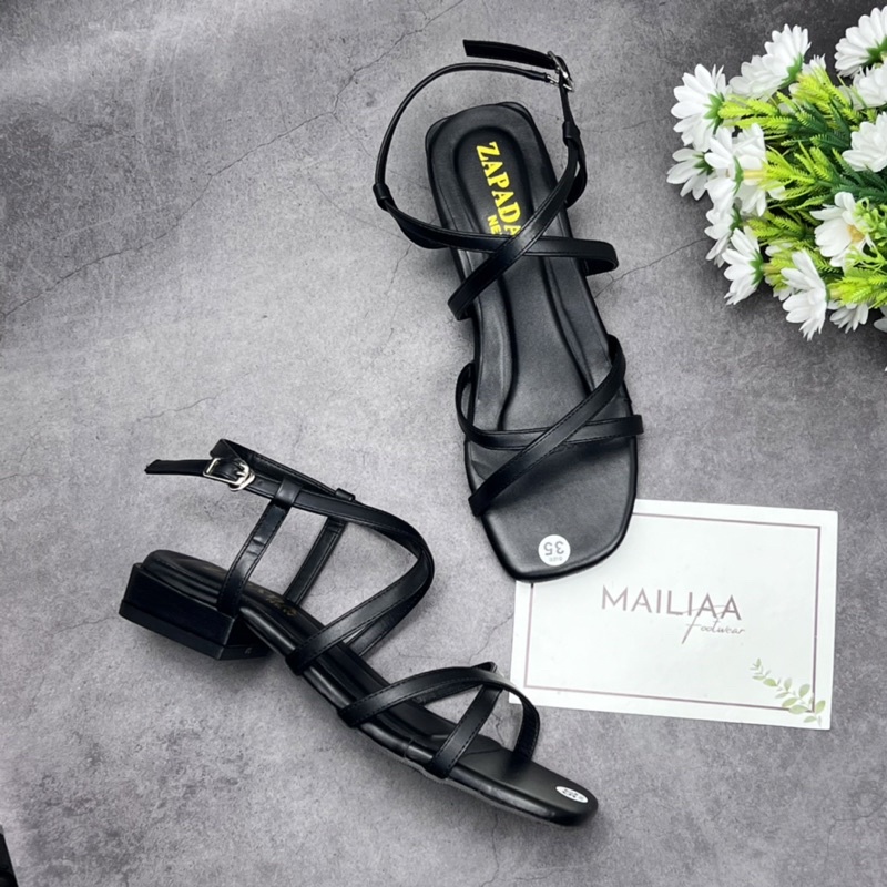 Sandal quai chéo gót 2 phân MAILIAA da mềm dễ đi