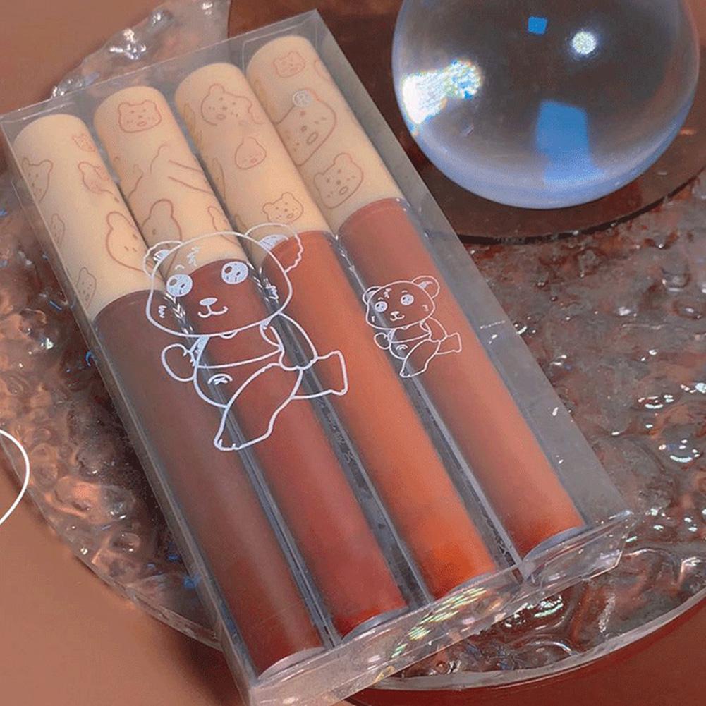 Set 4 Son Kem Lì Mịn Mượt Như Nhung Không Bết Dính Và Không Khô Môi 4 Màu Tùy Chọn I3K3