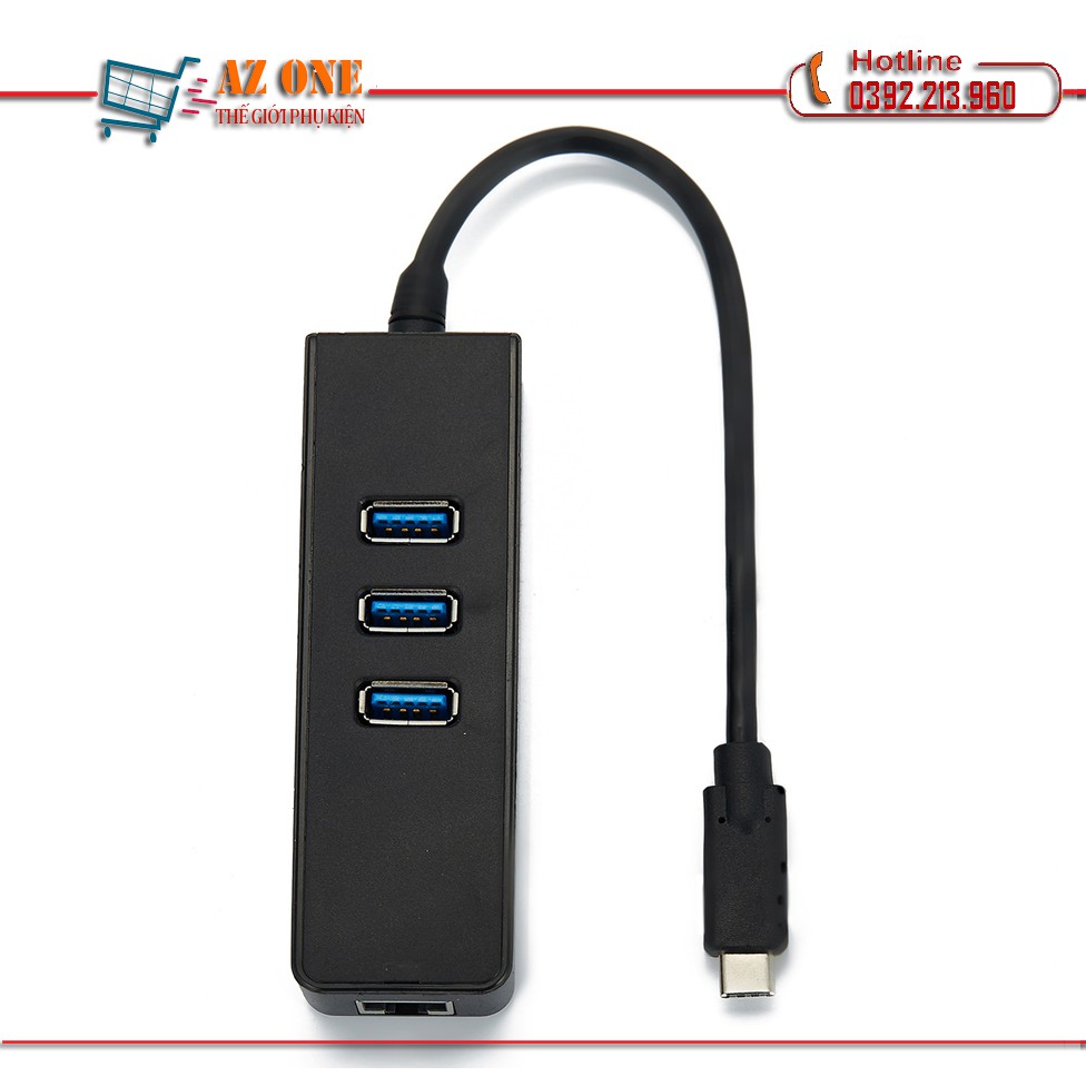 Hub Chia 3 Cổng USB 3.0 + Cổng LAN Dành Cho Thiết Bị Dùng Cổng TypeC