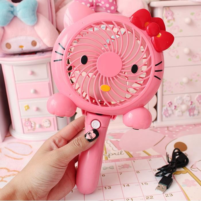 QUẠT TÍCH ĐIỆN CẦM TAY HELLO KITTY TIỆN DỤNG