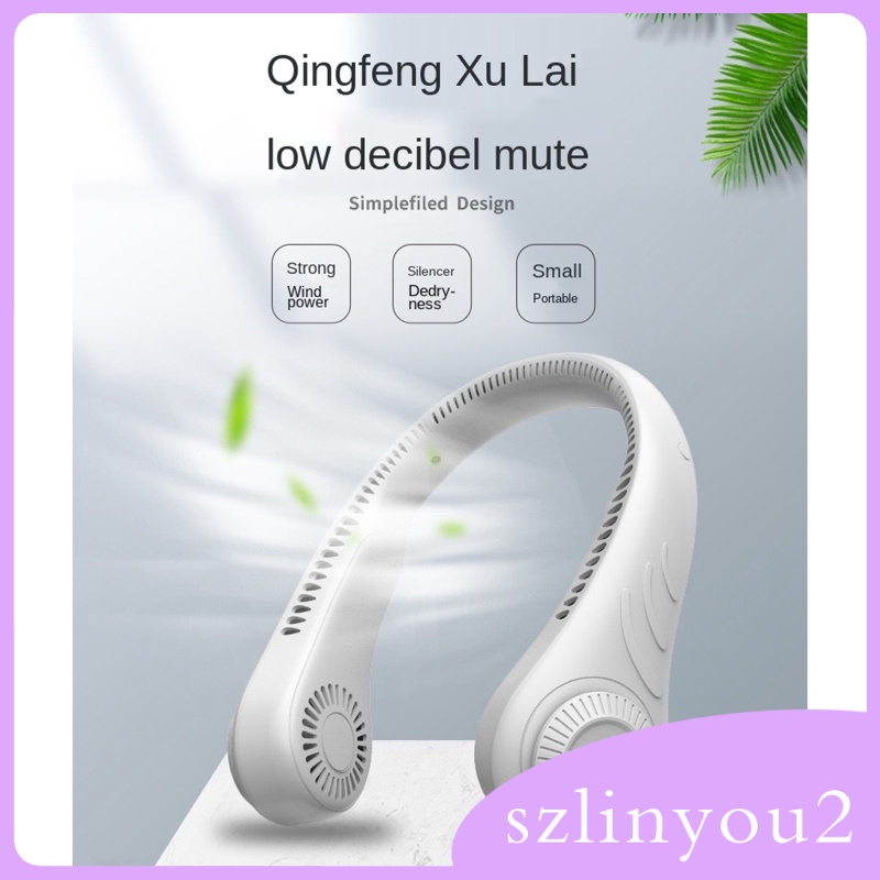 In Stock  360 Degree Leafless Hanging Neck Fan Portable Mini Cooling Neckband Electric Wh