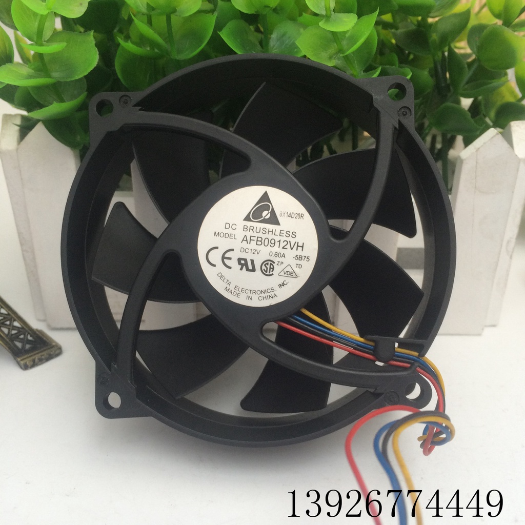 Quạt tròn Delta 9025 9CM Bóng 4 dây AFB0912VH 12V 0,60 A Lỗ 7.2CM