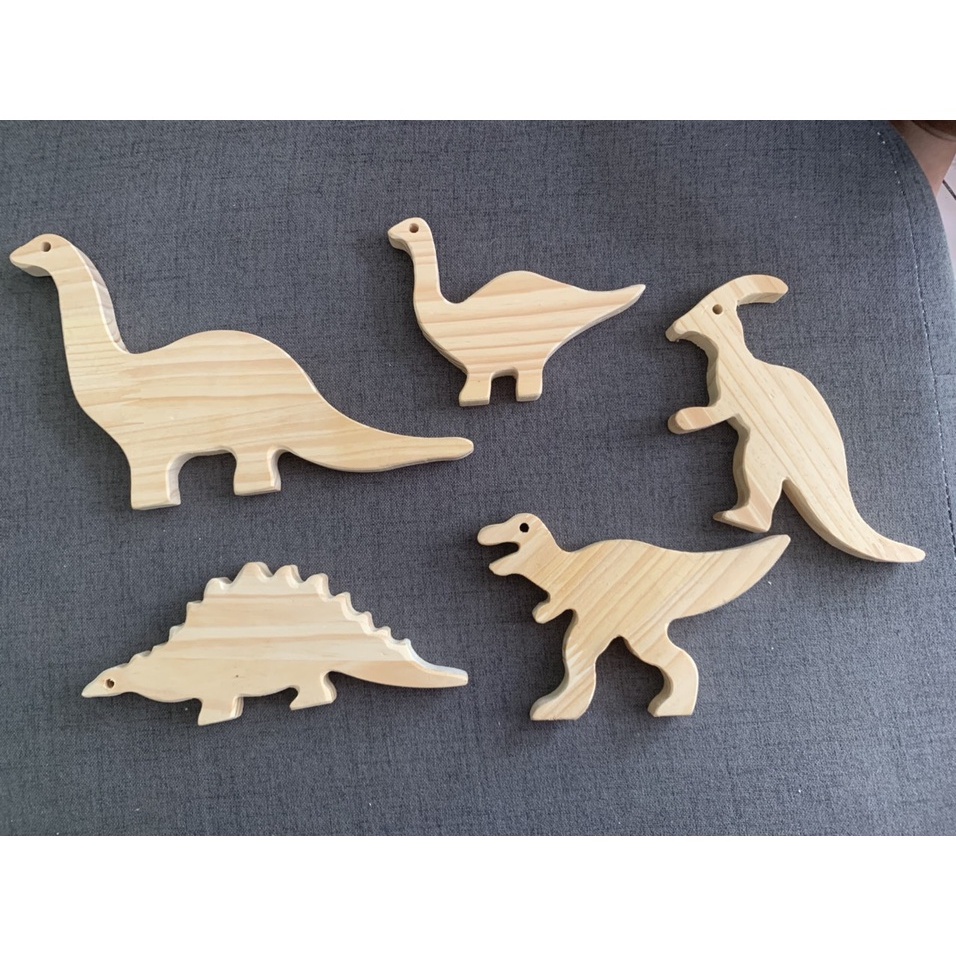 Set 5 khủng long gỗ dày 1.5cm