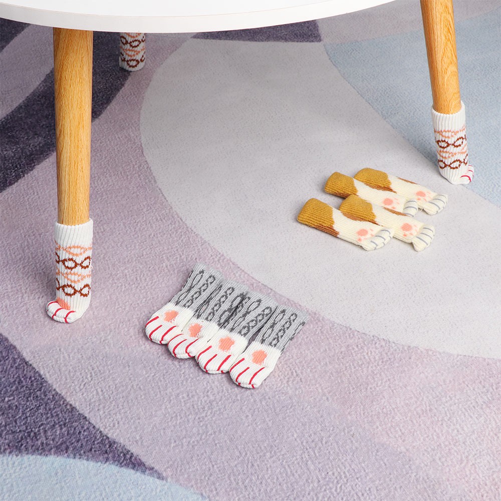 Set 4 miếng bọc chân ghế chống trượt họa tiết chân mèo dễ thương