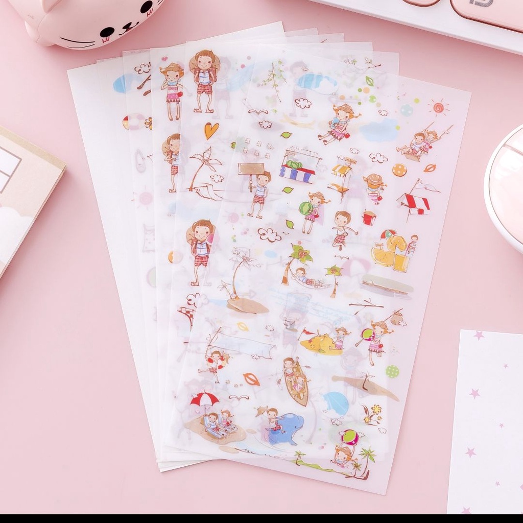 Sticker 6 Tấm Hàn Quốc Hơn 150 Hình Nhiều Mẫu Cực Dễ Thương và Tiện Dụng