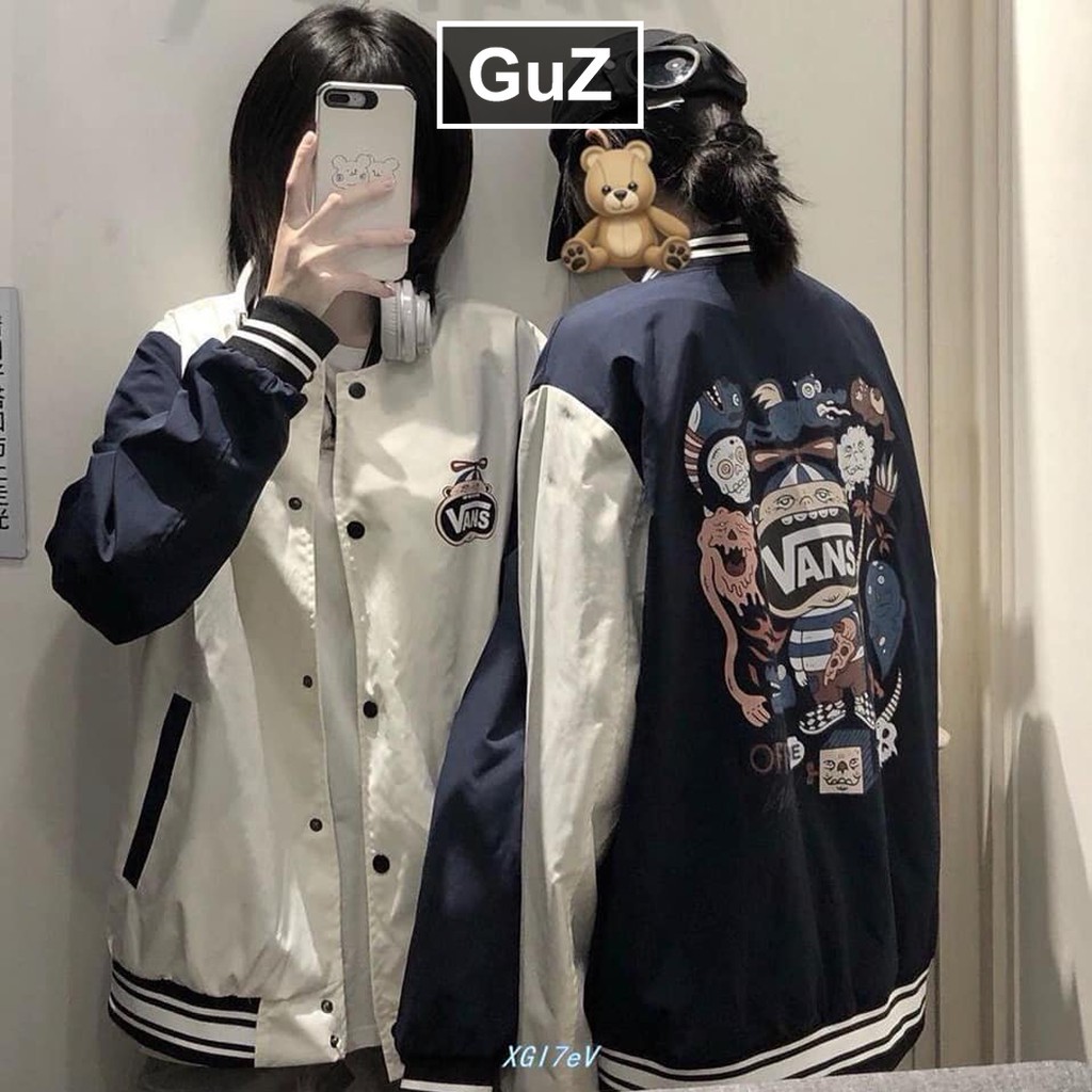 Áo bomber nam kaki vans hình in sau lưng form rộng unisex style hàn quốc | GuZ - Hàng mới về