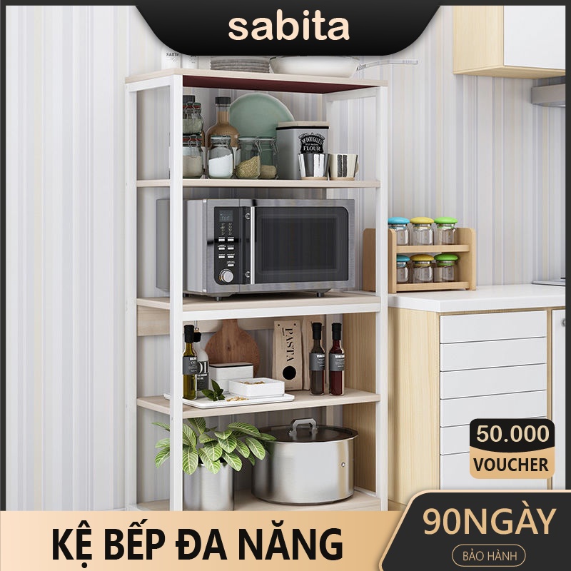Kệ mặt gỗ nhiều tầng Bắc Âu đựng đồ thực phầm thông minh 🌳 Kệ để đồ lò vi sóng theo phong cách gọn gàng SABITA GM05