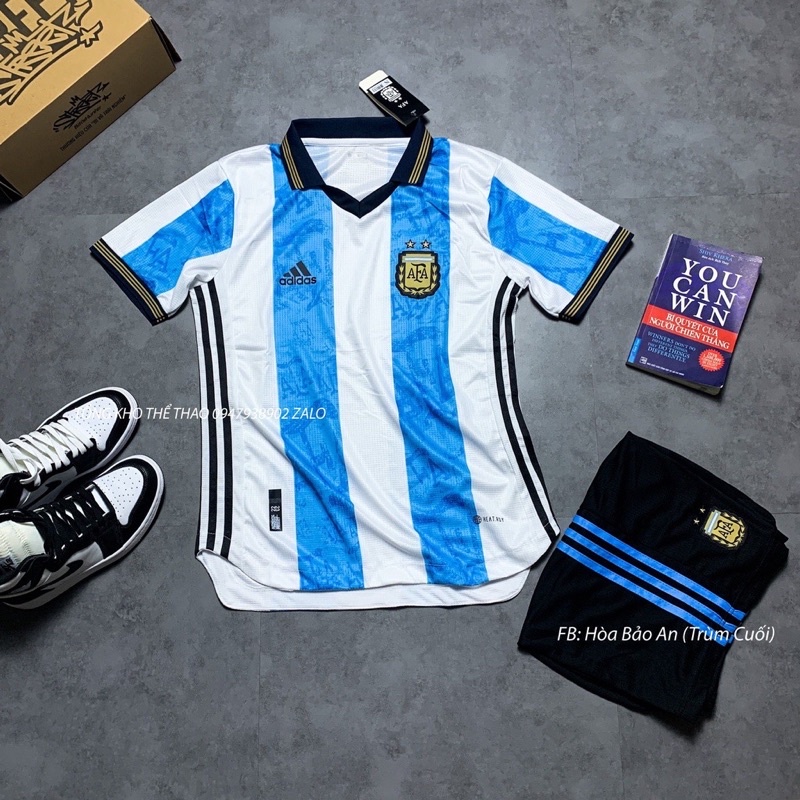 Bộ quần áo ĐT Argentina vải thái cao cấp/Áo đấu phiên bản kỷ niệm Maradona 2022