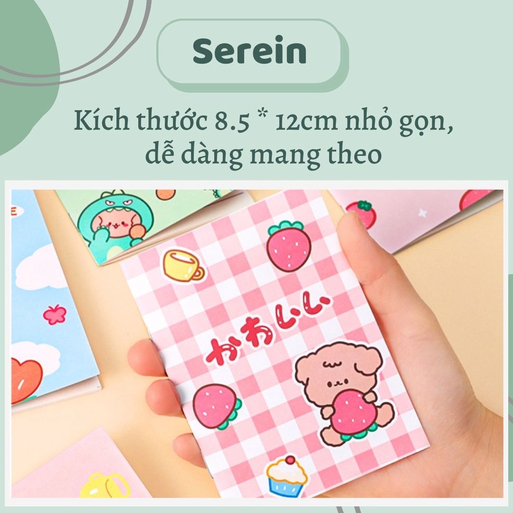 Sổ tay mini cute SEREIN sổ tay ghi chú dễ thương bỏ túi tiện lợi văn phòng phẩm phong cách Hàn Quốc