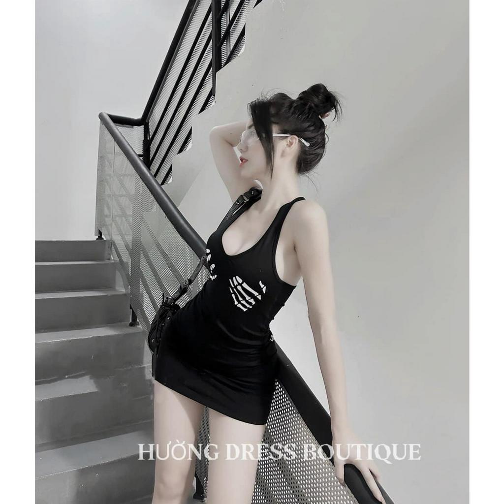Đầm sát nách có mút in hình chất thun lạnh co giãn thích hợp mặc đi chơi đi dạo đi tiệc phù hợp mọi phong cách