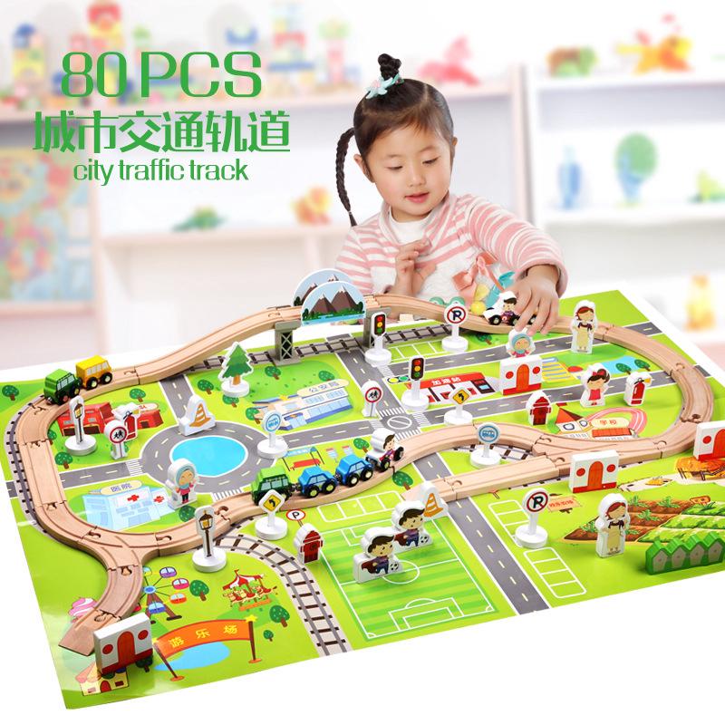 Bộ Đồ Chơi Lắp Ráp Đường Ray Xe Lửa 80 Mảnh