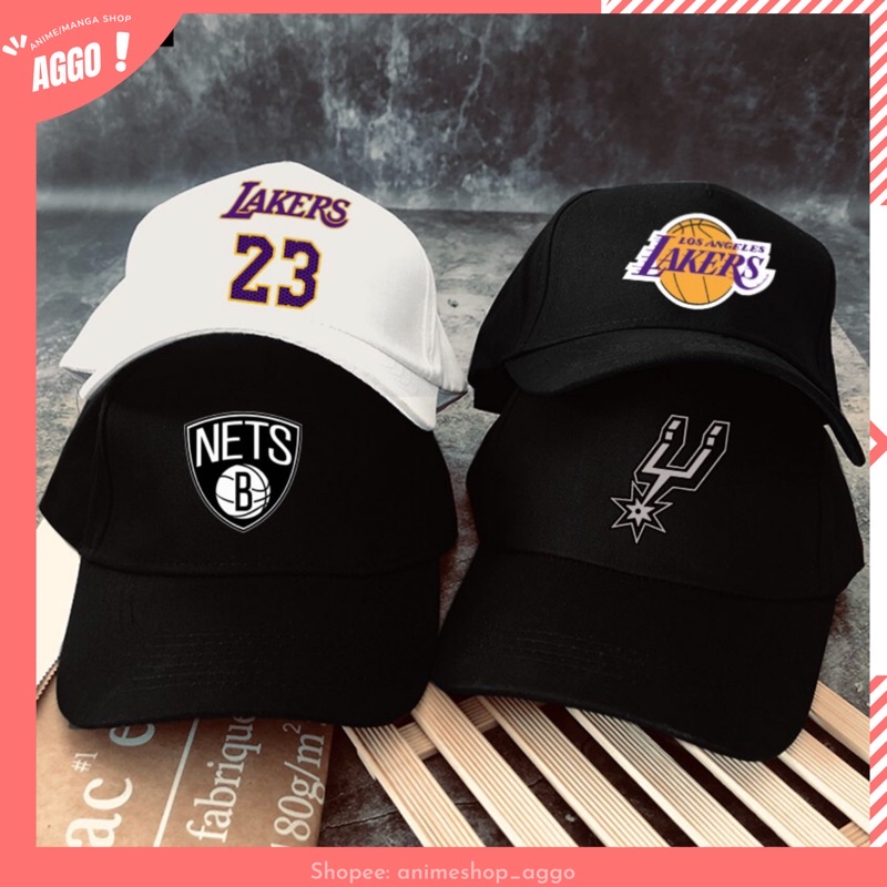 Mũ lưỡi trai bóng rổ Lakers Đen Trắng